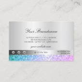 Carte De Visite Logo Elégant Turquoise et Parties scintillant rose (Dos)