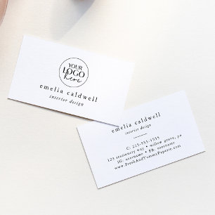 Carte De Visite Logo EMELIA Unique Neutre Blanc Noir Noir Rustique