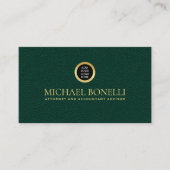 Carte De Visite Logo Emerald vert cuir professionnel rond or (Devant)