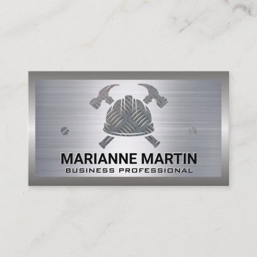 Carte De Visite Logo en acier de construction | Couleur | Menuiser (Devant)