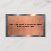 Carte De Visite Logo en argent | Arrière - plan de cuivre métalliq (Dos)
