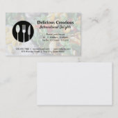 Carte De Visite Logo en argent | Arrière - plan de salade de pâtes (Devant / Derrière)