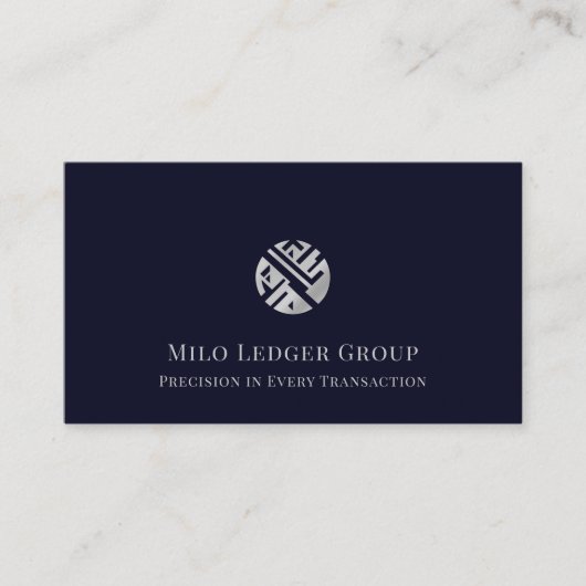 Carte De Visite Logo en argent bleu foncé (Devant)