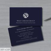 Carte De Visite Logo en argent bleu foncé