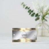 Carte De Visite Logo en argent et diamants brillants or Classy Cod (Debout devant)