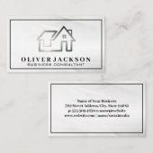 Carte De Visite Logo en argent moderne de l'immobilier (Devant / Derrière)