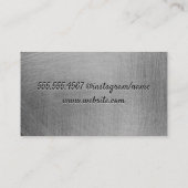 Carte De Visite Logo en argent | Texture brossée métallique (Dos)