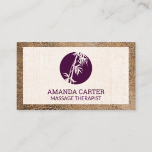 Carte De Visite Logo en bambou   Texture en cuir