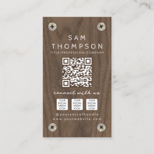 Carte De Visite Logo en bois de charpentier de construction QR Cod (Devant)