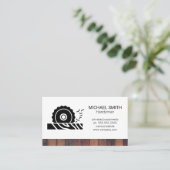 Carte De Visite Logo en bois de scie circulaire (Debout devant)