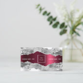 Carte De Visite Logo en marbre argenté bordeaux (Debout devant)