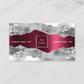 Carte De Visite Logo en marbre argenté bordeaux (Devant)