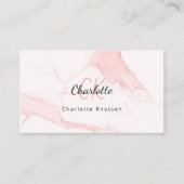 Carte De Visite Logo en marbre rose or monogramme élégant QR (Devant)