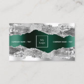 Carte De Visite Logo en marbre vert émeraude argenté (Devant)
