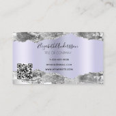 Carte De Visite Logo en marbre violet argenté en argent Code QR (Dos)