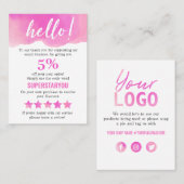 Carte De Visite Logo en Merci rose violet Insertion sur les médias (Devant / Derrière)