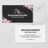 Carte De Visite Logo en métal immobilier | Fleurs (Devant / Derrière)