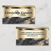 Carte De Visite Logo en métal immobilier | Marbre (Devant / Derrière)