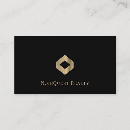 Carte De Visite Logo en or noir simple (Devant)