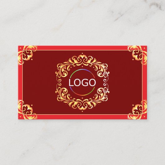 Carte De Visite Logo en or profond photo et code QR (Devant)