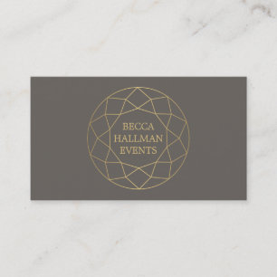 Carte De Visite Logo en pierre géométrique ronde Gold/Taupe