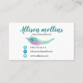 Carte De Visite Logo en plume d'écrivain créatif moderne (Dos)