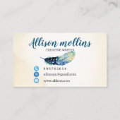 Carte De Visite Logo en plume d'écrivain créatif moderne (Dos)