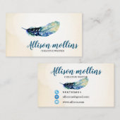 Carte De Visite Logo en plume d'écrivain créatif moderne (Devant / Derrière)