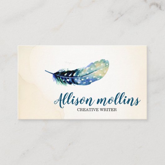 Carte De Visite Logo en plume d'écrivain créatif moderne (Devant)