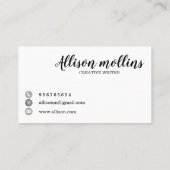 Carte De Visite Logo en plume d'écrivain créatif moderne (Dos)