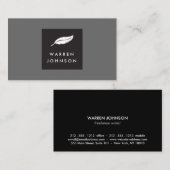 Carte De Visite Logo en plume sur noir/gris pour les écrivains et  (Devant / Derrière)