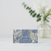 Carte De Visite Logo encadré de code QR encadré en or bleu (Debout devant)