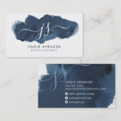 Carte De Visite LOGO ENKED élégant joli bleu initial aquarelle (Devant / Derrière)