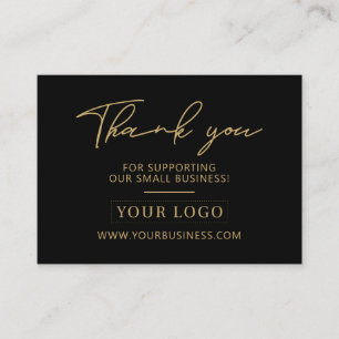 Carte De Visite Logo entreprise noir et or Merci Prise en charge d