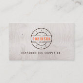 Carte De Visite Logo estampé rustique sur la construction de grain (Devant)