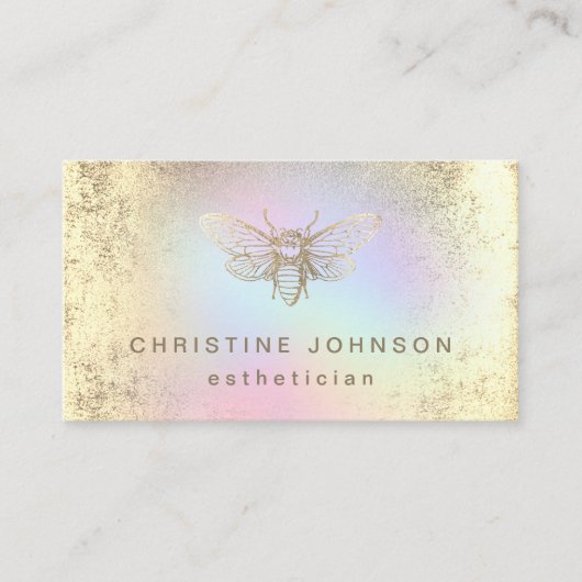 Carte De Visite logo esthéticien FAUX en feuille d'or (Devant)