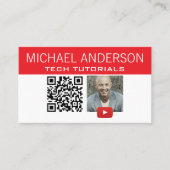 Carte De Visite Logo et code QR de chaîne YouTube | YouTuber moder (Devant)