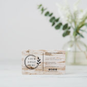 Carte De Visite Logo et code QR de menuiserie en bois rustique (Debout devant)