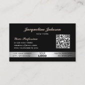 Carte De Visite Logo et code QR élégants Rose Gold Rhinestones (Dos)
