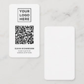 Carte De Visite Logo et code QR | Simple noir et blanc (Devant / Derrière)