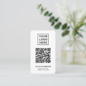 Carte De Visite Logo et code QR | Simple noir et blanc (Debout devant)