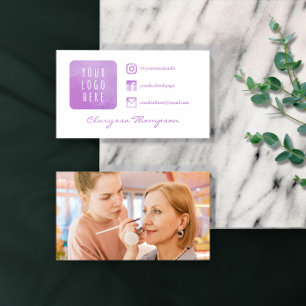 Carte De Visite Logo et photo couleur pourpre Médias sociaux