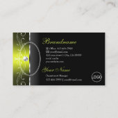 Carte De Visite Logo et photo de bijoux élégants Jaune Noir (Dos)