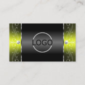 Carte De Visite Logo et photo de bijoux élégants Jaune Noir (Devant)