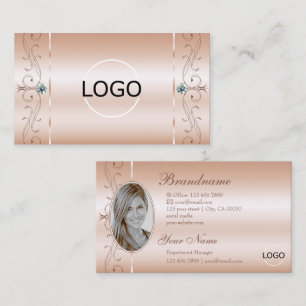 Carte De Visite Logo et photo de luxe Rose Coral Squiggled Jewels