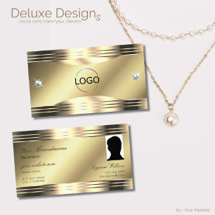 Carte De Visite Logo et photo Noble Shimmery Gold Shiny Diamonds