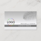 Carte De Visite Logo et photo Pastel Gray Palm Leaf (Devant)