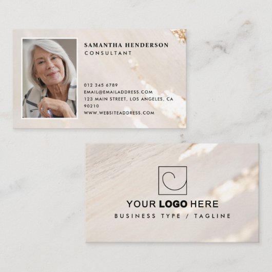 Carte De Visite Logo et photo professionnel Classy Modern Gold Foi (Devant / Derrière)