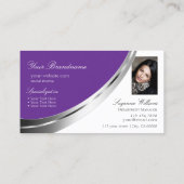Carte De Visite Logo et photo Royal Purple White Silver Deco (Dos)