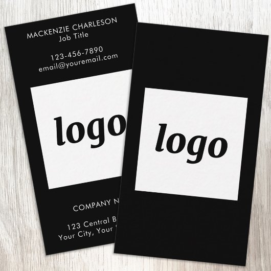 Carte De Visite Logo et texte noir simple vertical